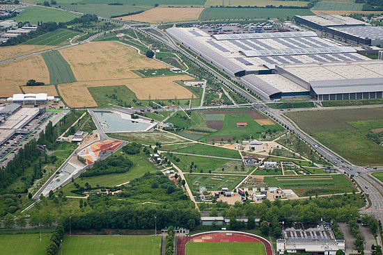 Luftaufnahme des Gesamtgel&auml;ndes der Landesgartenschau Ingolstadt 2020 (&copy;Foto: Schalles)